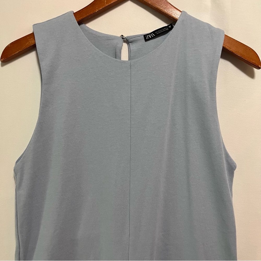 Zara Light Blue Romper L Sleeveless Minimal Chic Flowy Soft Summer - Picture 4 of 12